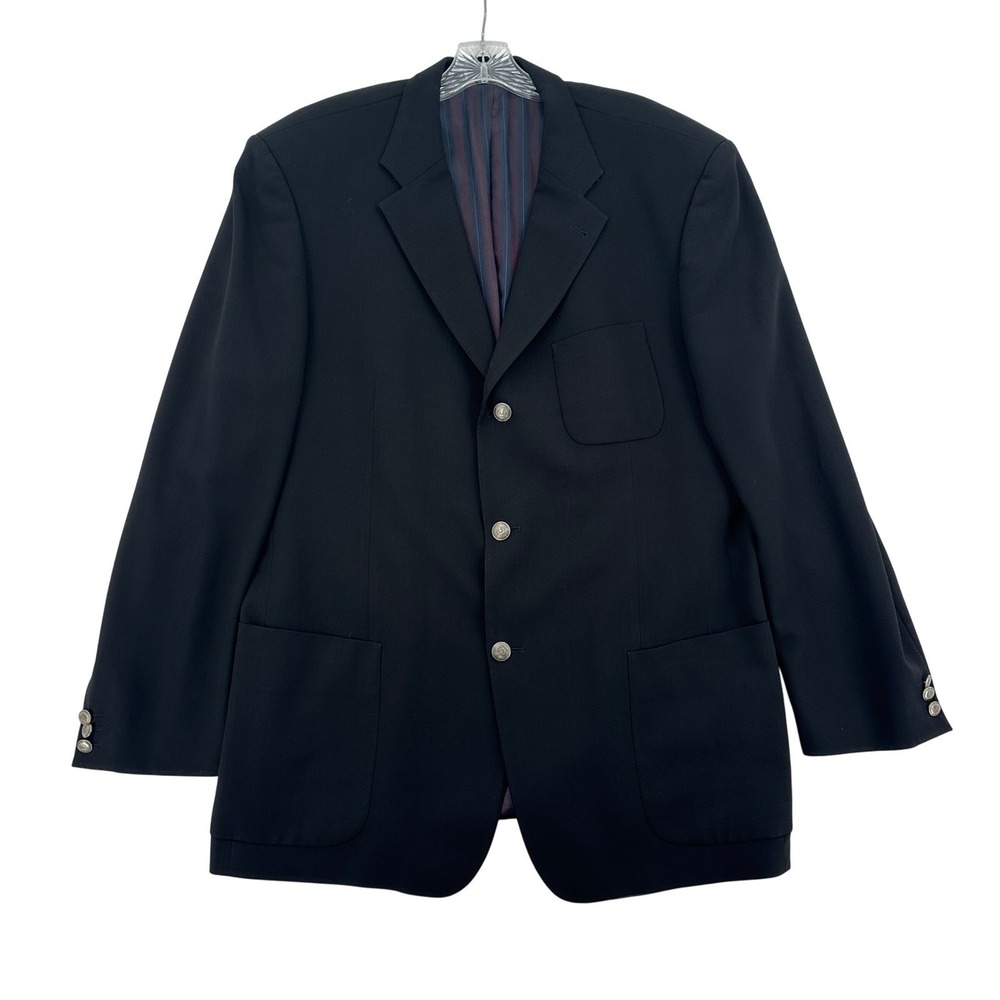 Hugo Boss Raffael S Super 100 Virgen Wool Black Blazer Suit Jacket Men Sz 44